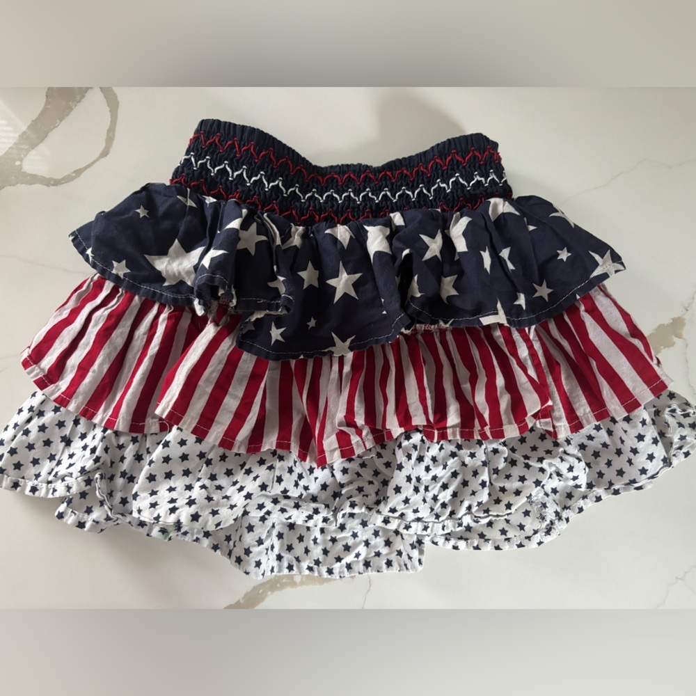 4th of July Ruffled Skirt Children’s Place Size 5 6 Stars Stripes Red White Blue